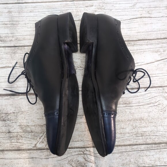 Zampiere Black and Blue Cap Toe Mens Oxford Dress Shoes Size 10.5 - Picture 9 of 10